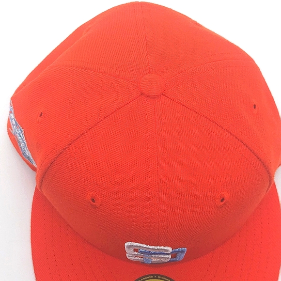 SAN DIEGO PADRES 1998 WORLD SERIES ORANGE ICY BLUE BRIM NEW ERA FITTED HAT 7 1/4 - Picture 5 of 9